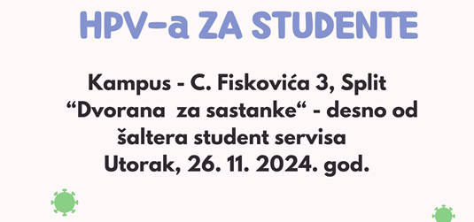 Besplatno cijepljenje protiv HPV-a za studente na Kampusu u Splitu